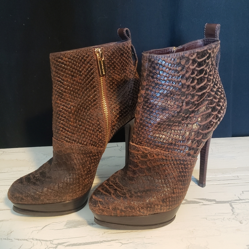 Michael Kors Sanded Snakeskin Stiletto in Brown - Women's size 7